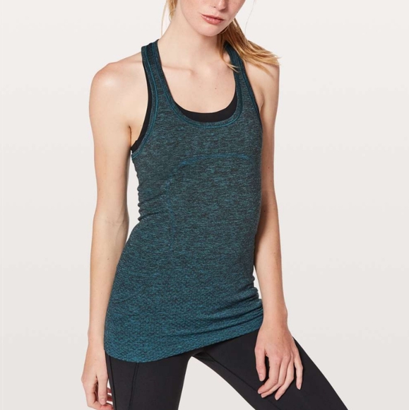 Lululemon Swiftly Tech Racerback Tank Poolside / Black Size 6 - Picture 1 of 8